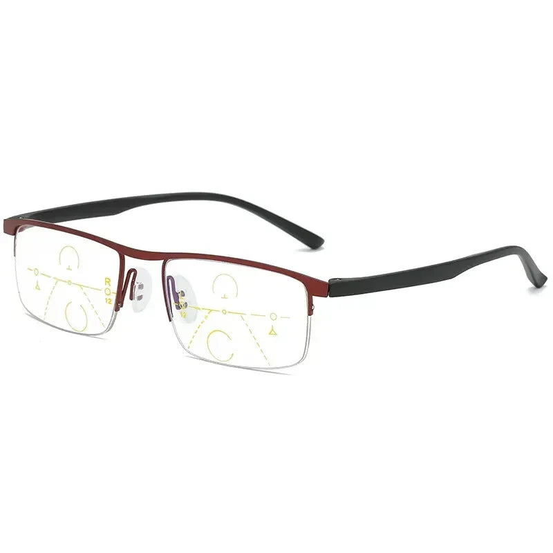 Progressive Multifocal Reading Glasses – Anti-Blue Light Half Frame Bifocal Eyewear for Men & Women +1.00 to +4.00