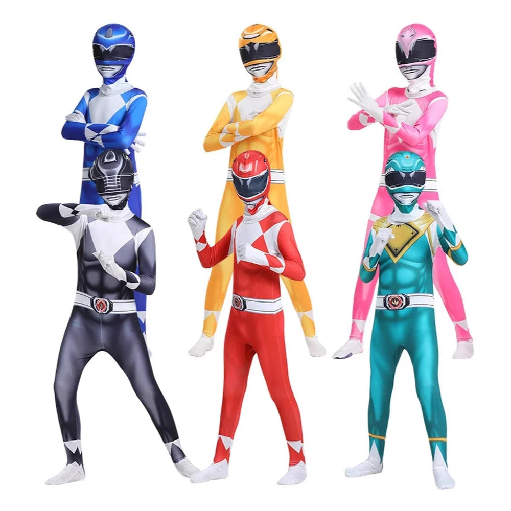 Samurai Ranger Cosplay Costume Set - Superhero Jumpsuit & Mask for Halloween and Birthday Parties