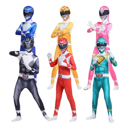 Samurai Ranger Cosplay Costume Set - Superhero Jumpsuit & Mask for Halloween and Birthday Parties