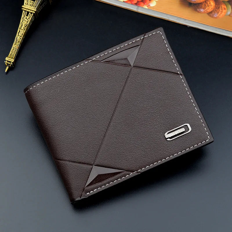 Men’s Slim Short Bifold Faux Leather Wallet – Credit Card & ID Holder Business Billfold Clutch Purse for Everyday Use