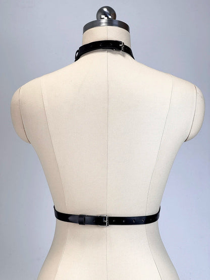 Women's Goth Punk Harness Belt - PU Leather Studded Decorative Straps