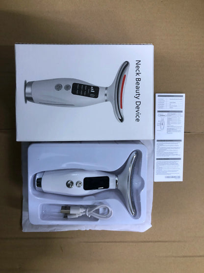 Portable 7-Color LED Light Therapy Massager – Face & Neck Anti-Wrinkle Skin Tightening with 3 Adjustable Vibration Gears