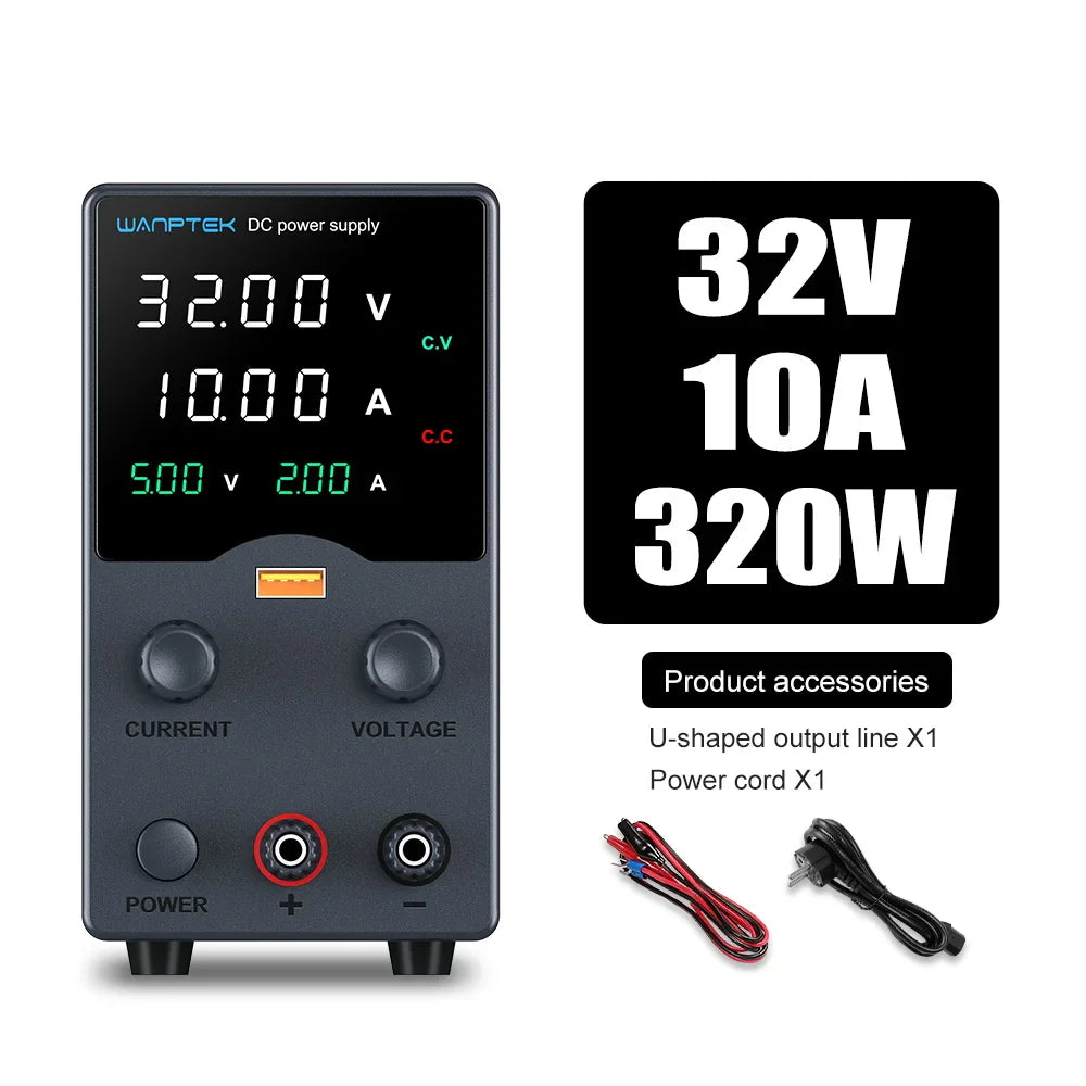 Wanptek DC Power Supply – Adjustable 30V 10A / 60V 5A Lab Bench Voltage Regulator, Variable 120V 3A Power Supply