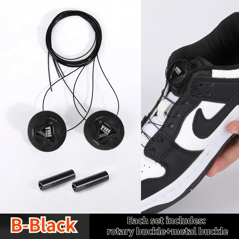 Rotating Metal Wire Swivel Sneaker Laces – No Tie Automatic Buckle for Kids & Adults, Quick Lock Shoestrings