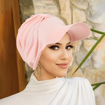 Women’s Wide Brim Headwrap Hat – Multicolor Muslim Turban Cap, Pullover Bonnet Sun Hat for Travel & Hair Loss Fashion