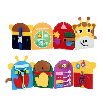Montessori Busy Book for Kids – Color, Shape & Animal Cognition, Early Education Giraffe Quiet Book, Fine Motor Skills Toy