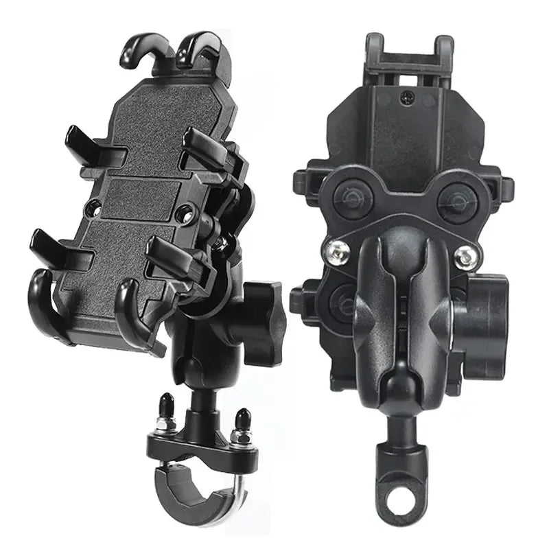Motorcycle & Bike Phone Holder with Shock Absorber – Handlebar Rearview Mirror Mount for 4.7–7.1” Smartphones