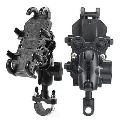 Motorcycle & Bike Phone Holder with Shock Absorber – Handlebar Rearview Mirror Mount for 4.7–7.1” Smartphones