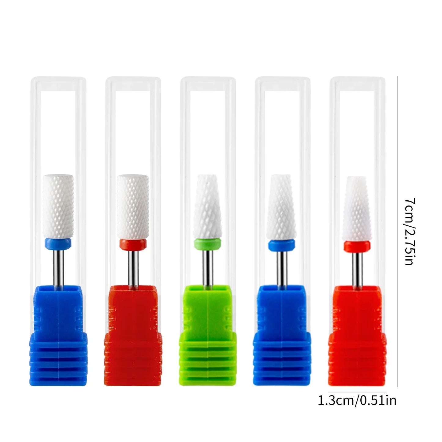 5PCS Ceramic Nail Drill Bit Set - Electric Milling Cutter Bits for Manicure & Pedicure Nail Machine Accessories
