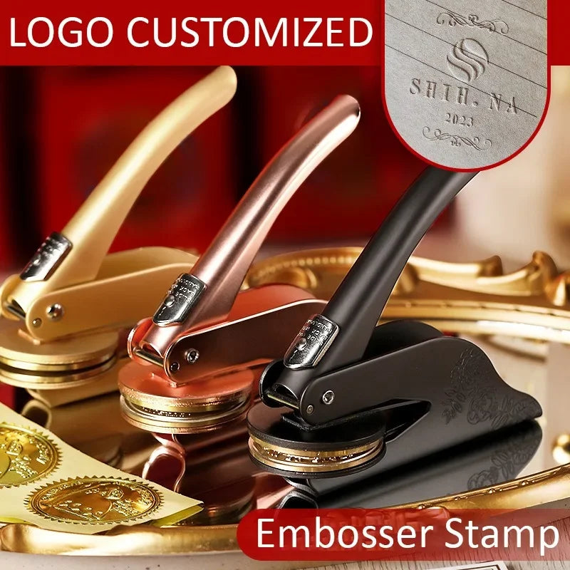 Custom Logo Embossing Stamp Machine – Personalized Emblem Seal for Wedding, Library, Book & Paper Stamps