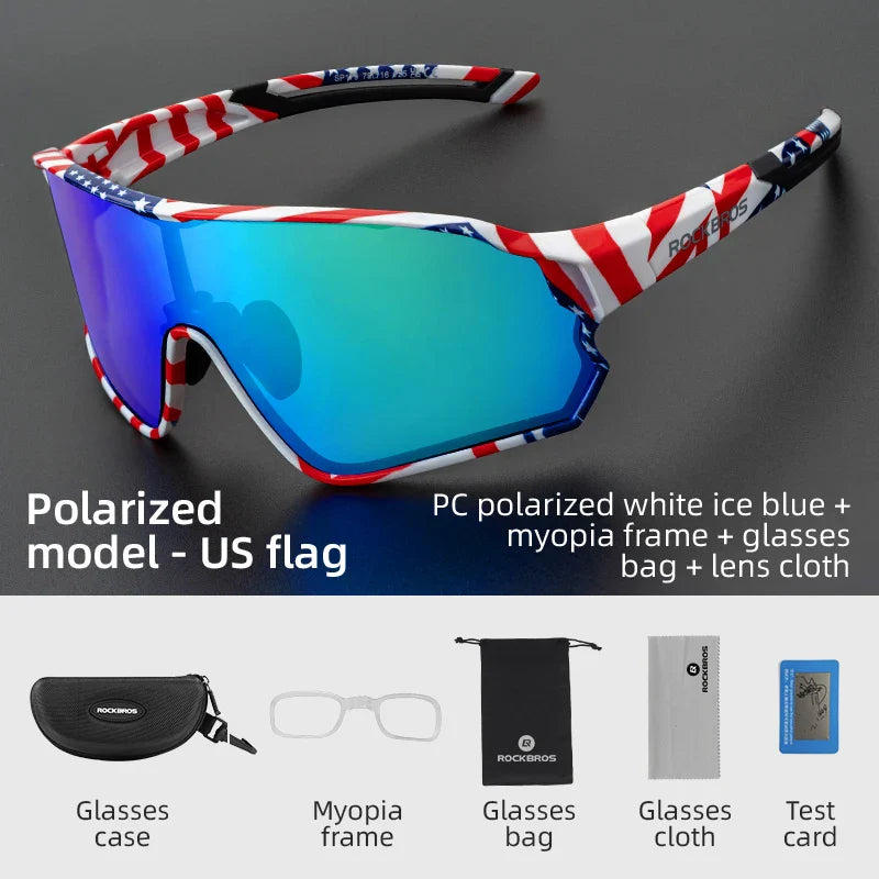ROCKBROS Polarized Sports Sunglasses — UV400 Cycling Glasses for Outdoor Hiking, Golf & Camping