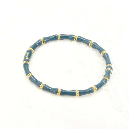 Women’s Fashion 18K Gold Plated Stainless Steel Bamboo Node Oil Drop Bracelet – Non-Fading Electroplated Jewelry Accessory