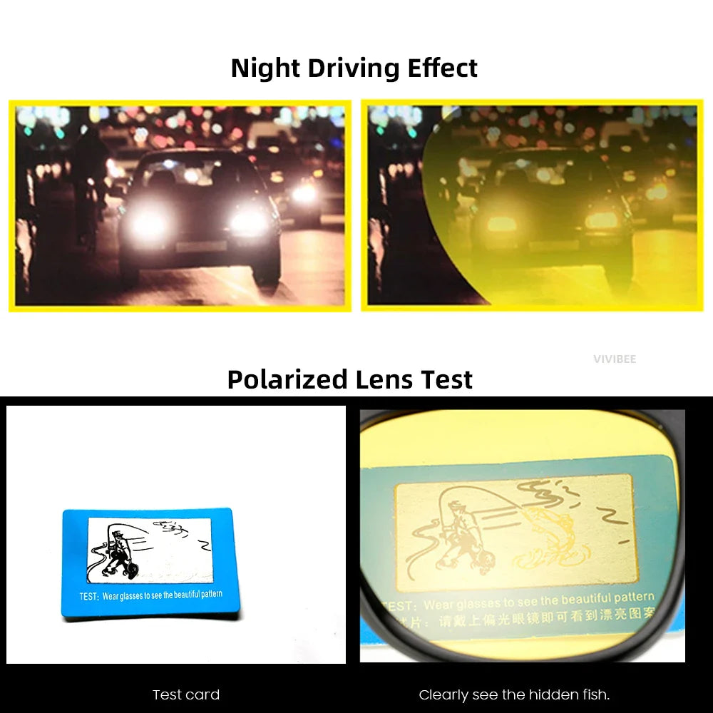 VIVIBEE Classic Night Vision Glasses — Square Polarized UV400 Yellow Lenses for Men & Women, Driving Sunglasses 2025