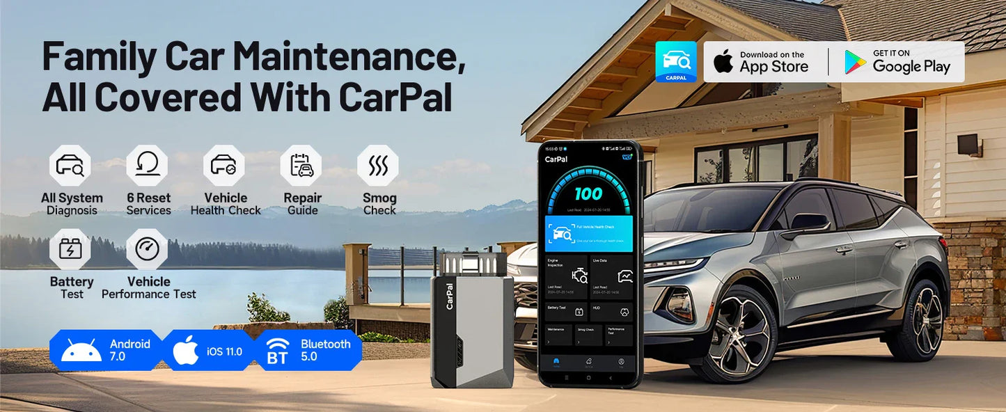 TOPDON Carpal OBD2 Scanner – All-System Vehicle Diagnostic Tool with Health Check, Smog & Battery Test for iOS & Android Bluetooth 5.0