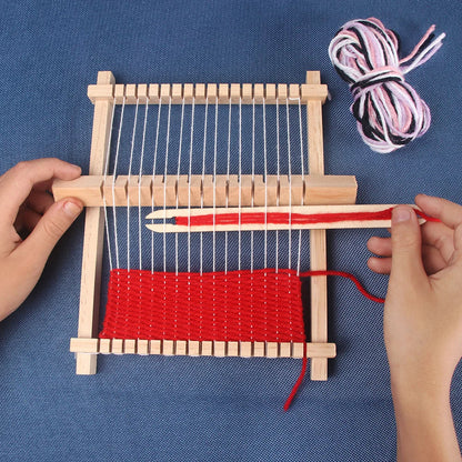 Mini Weaving Loom Frame Kit - Wooden Spinning Wheel Tapestry Loom, Perfect for Travel and Beginners - DIY Woven Set