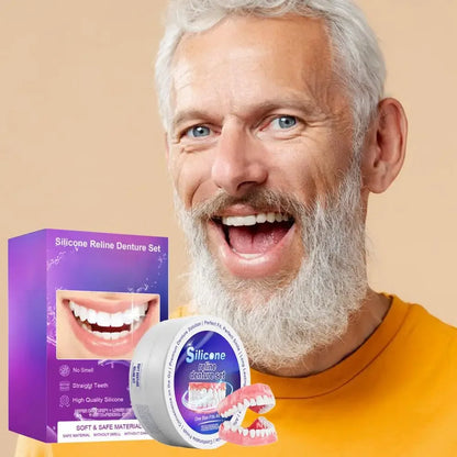Silicone Denture Set – Temporary Fake Teeth for Orthodontic Fit, Whitening & Oral Hygiene Care