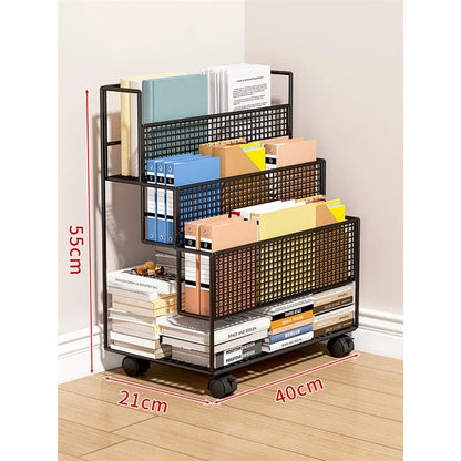 Multi-Layer Storage Trolley Cart - Rolling Bookshelf, Kitchen & Bathroom Organizer with Wheels