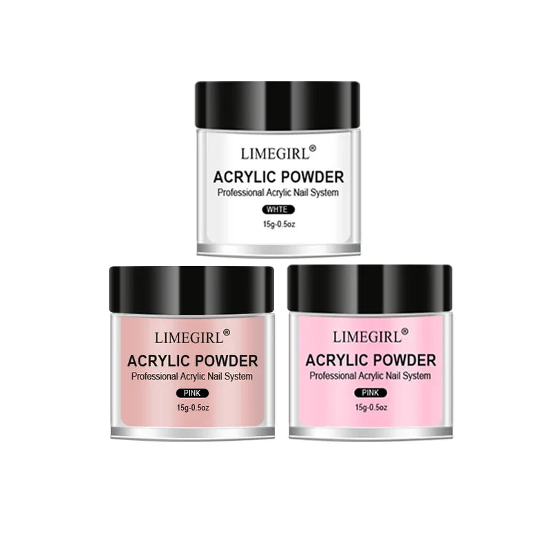 40ml Crystal Liquid & 45ml Acrylic Powder Set – Pink, White, Transparent Acrylic Powder Kit for Beginners Nail Art