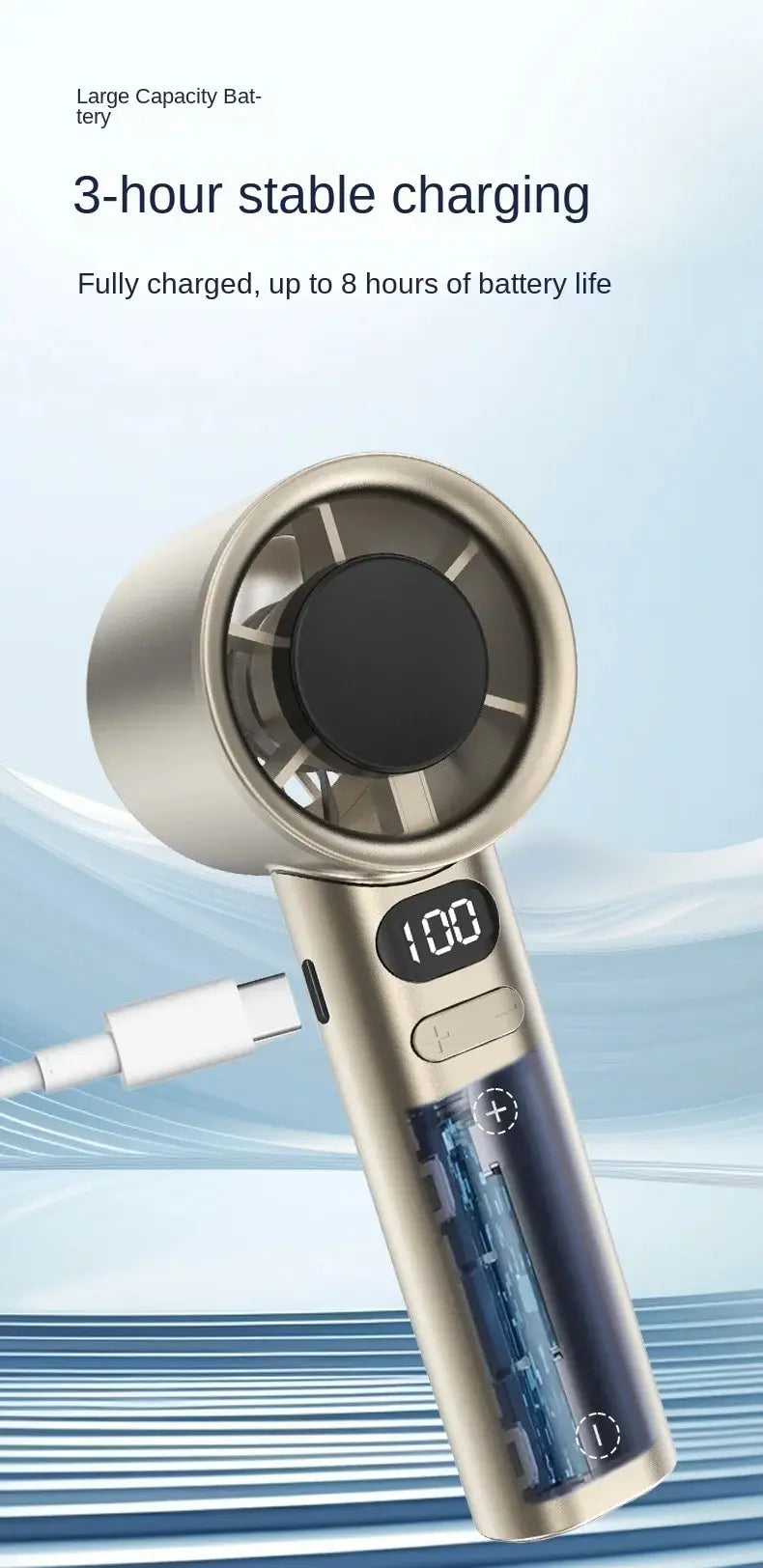 Portable Mini Bladeless Hand Fan – USB Rechargeable Handheld Personal Fan with 120-Speed High-Speed Airflow, Electric Cooling Fan