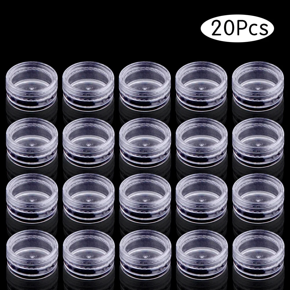 10/20/30/50PCS Empty Refillable Plastic Cosmetic Jars – Small Round Bead & Jewelry Storage Containers Portable Travel Bottles