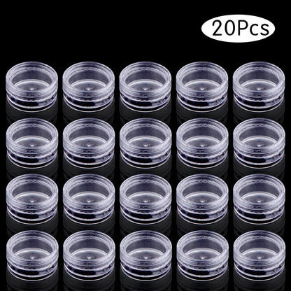 10/20/30/50PCS Empty Refillable Plastic Cosmetic Jars – Small Round Bead & Jewelry Storage Containers Portable Travel Bottles
