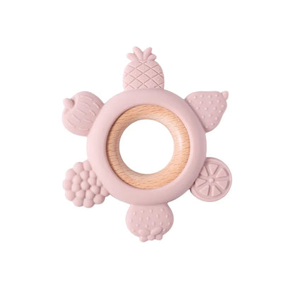Baby Silicone Teether Toy - BPA Free Dental Chew Ring Bracelet for Infant Teething Relief and Kids Gift