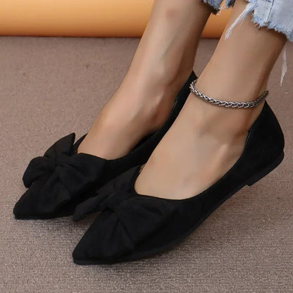 New Summer Pointed Toe Casual Flats for Women | Comfortable Bow, Solid Color, Breathable Elegant Shoes