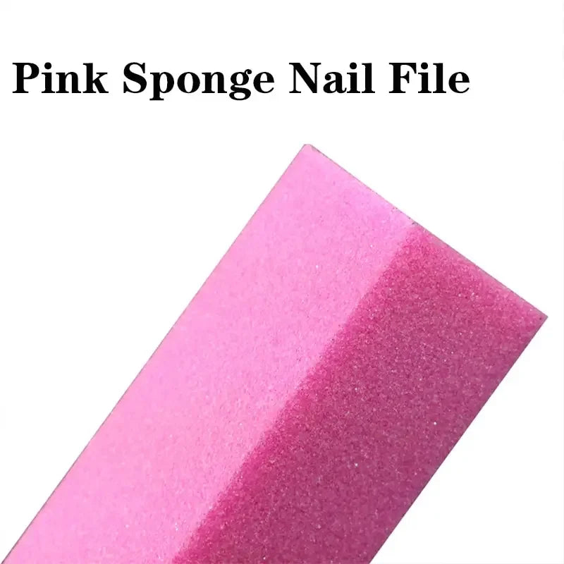 Pink Nail Buffing & Sanding Block — Pedicure Manicure Sponge for Grinding, Polishing & Safe Nail Art Care