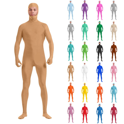 Full Body Zentai Suit for Men – Halloween Second Skin Tight Spandex Nylon Bodysuit Cosplay Costume