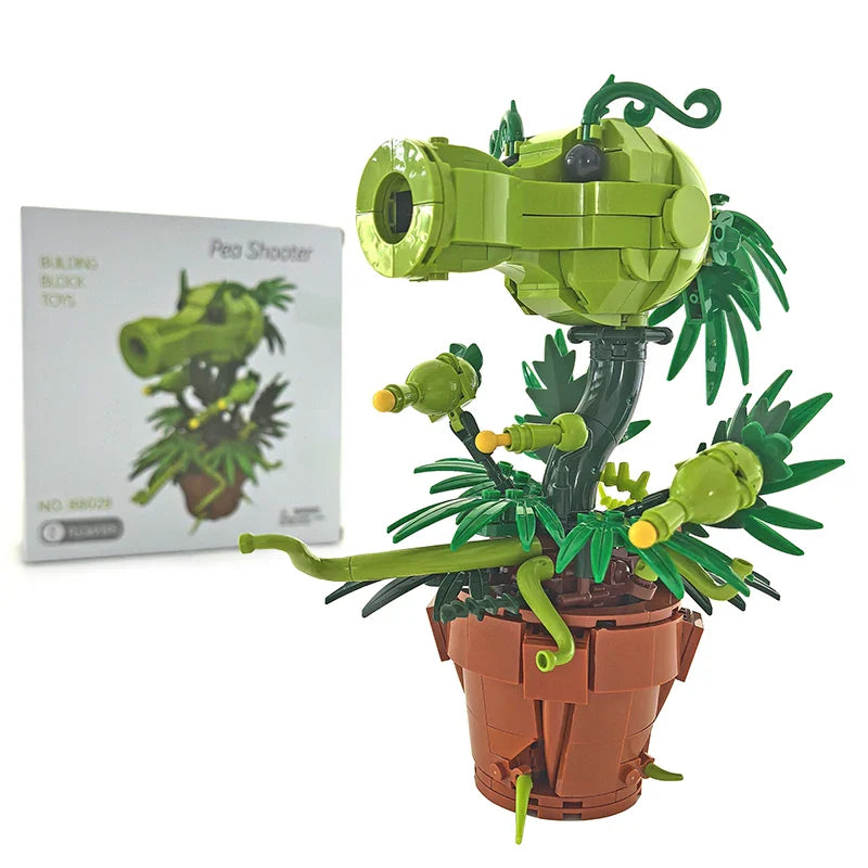 Creative Plants Wars Pea Shooter Building Blocks – Bonsai Plant Model Toy for Kids & Adults