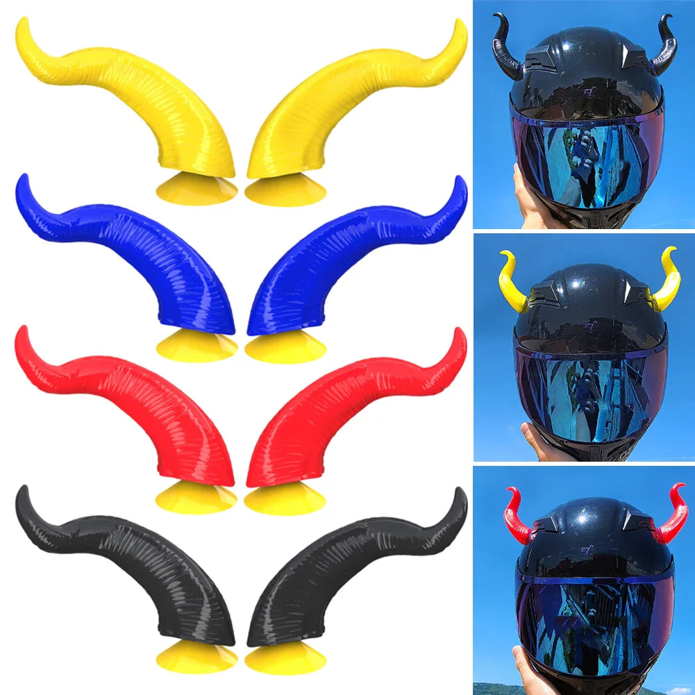 2Pcs Motorcycle Helmet Devil Horns – Stylish Motorbike Helmet Accessories with Suction Cups