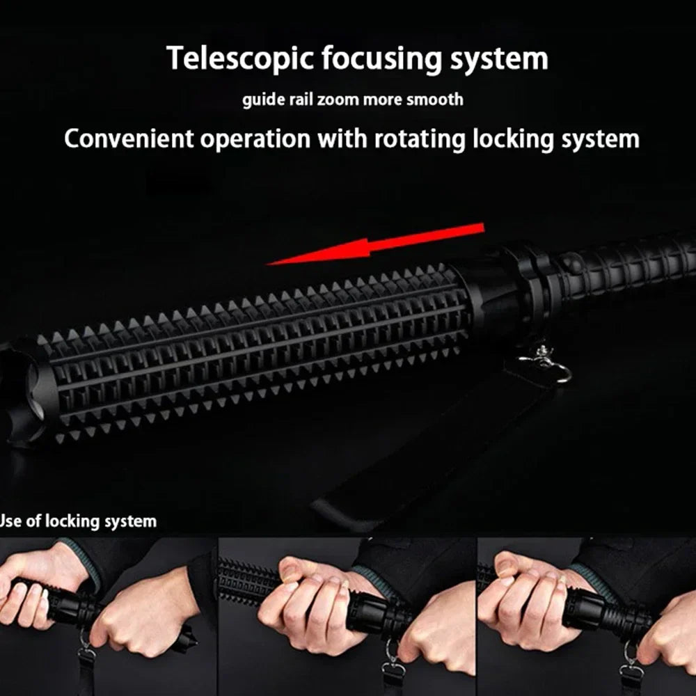 LED Baseball Bat Flashlight: Aluminum Alloy, Focusable & Zoomable, Super Bright Self Defense Torch - Tactical Baton for Emergency Use