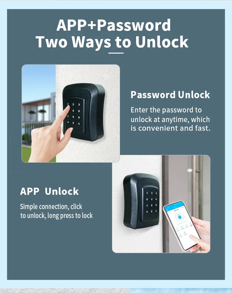 Tuya/TTlock Smart Password Key Box – Outdoor IP65 Waterproof Anti-Theft Wall Mount Security Safe in ABS/Metal