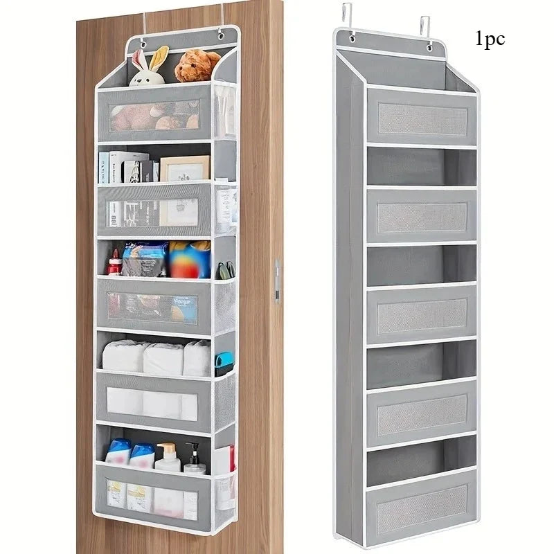 5-Shelf Hanging Door Organizer - Anti-Tilt Large Capacity Storage Pockets for Bedroom & Bathroom