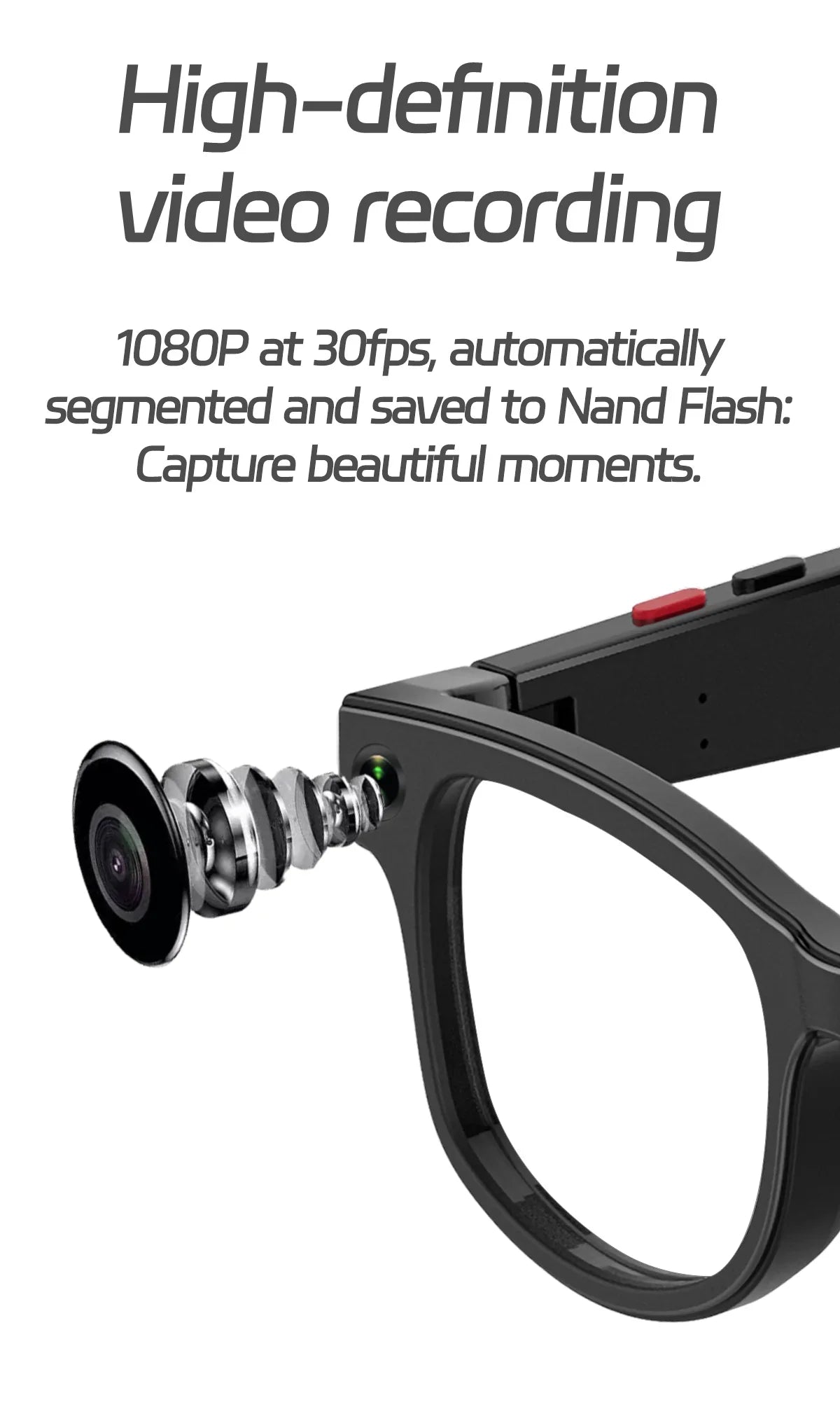 500W AI Smart Camera Sunglasses 3-in-1 Lens HD1080P ChatGPT Voice Control WiFi Bluetooth Intelligent Glasses
