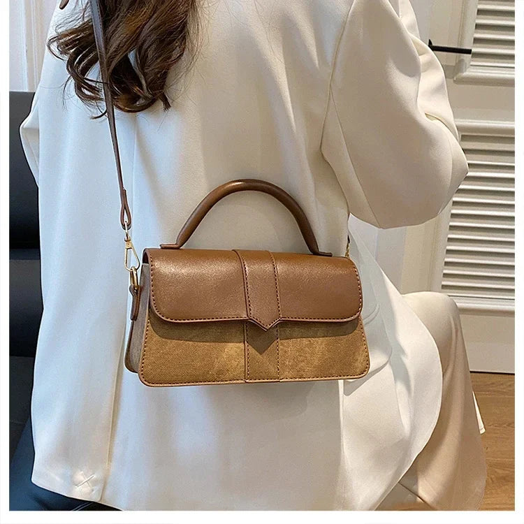 PU Leather Shoulder Bag for Women – Fashion Crossbody Vintage Underarm Square Satchel Handbag (Black)