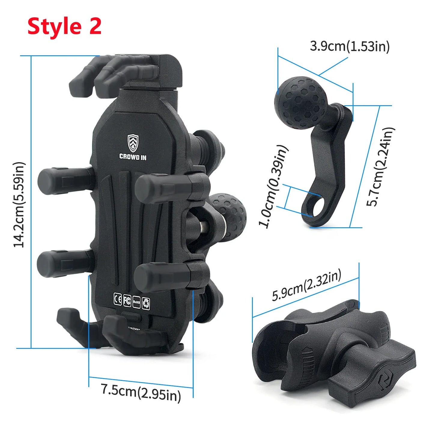 Aluminum Motorcycle Handlebar Phone Holder – Anti-Vibration Navigation & Mirror Mount Stand