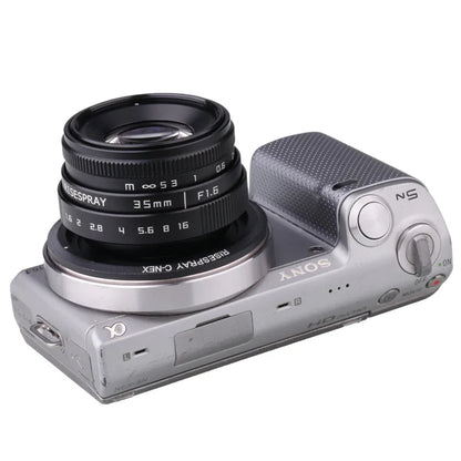 RISESPRAY 35mm F1.6 Manual Focus Prime Lens — Compatible with Canon EOS M, Nikon N1, Fuji C-FX, Sony NEX, Olympus Micro 4/3