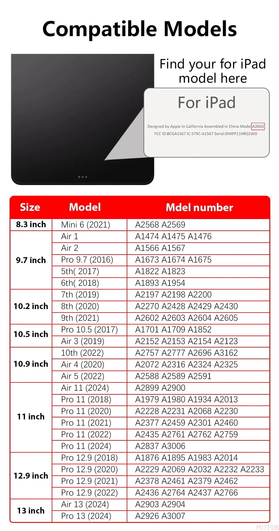 Magnetic Removable Case for iPad Air & Pro (11", 12.9", 9.7", 10.2") – Compatible with iPad 6th-10th Gen