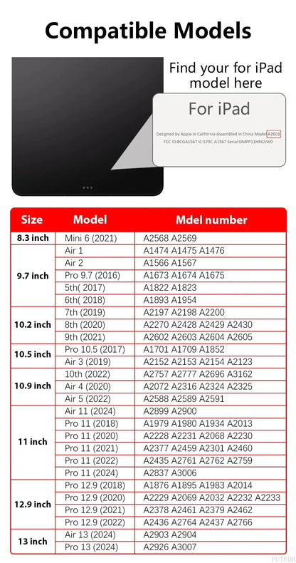 Magnetic Removable Case for iPad Air & Pro (11", 12.9", 9.7", 10.2") – Compatible with iPad 6th-10th Gen