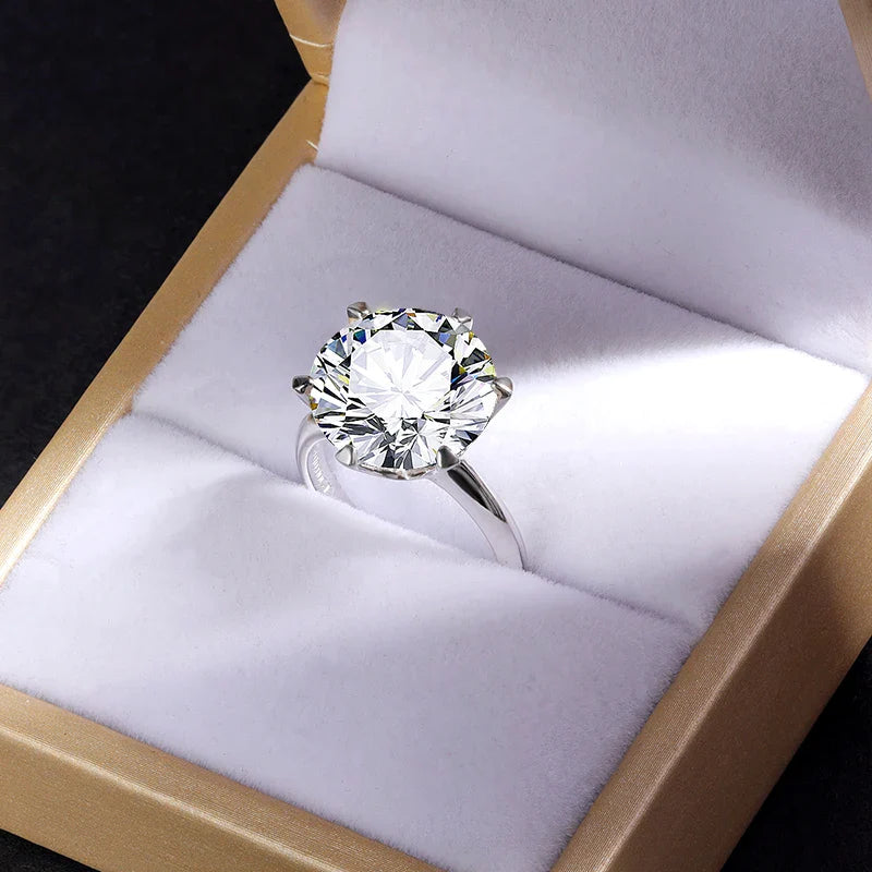 EWYA GRA Certified D Color Moissanite Solitaire Engagement Ring 0.5–10CT — 925 Sterling Silver Bridal Wedding Band for Women