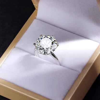 EWYA GRA Certified D Color Moissanite Solitaire Engagement Ring 0.5–10CT — 925 Sterling Silver Bridal Wedding Band for Women