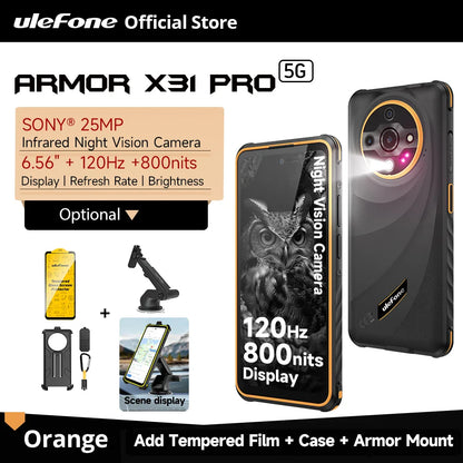 【World Premiere】Ulefone Armor X31 Pro 5G Rugged Smartphone – Android 14, 6.56” Display, 16GB+256GB, 64MP Night Camera, 6050mAh, NFC