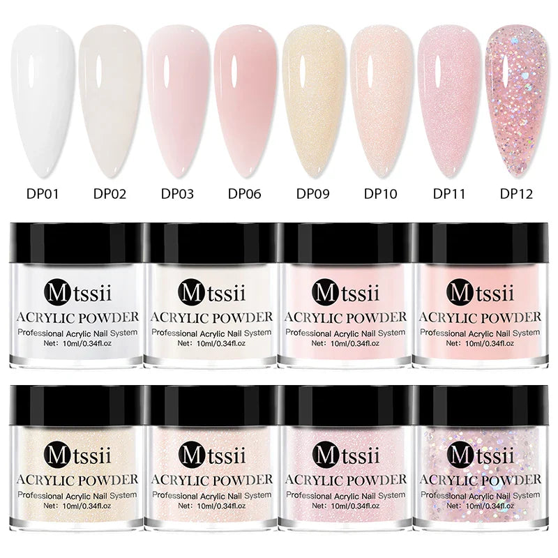 Nail Crystal Powder Kit – Acrylic Liquid Set with Pink & White Powder, Nail Brush for Extension & Carving, Beginner Set