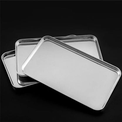 Stainless Steel Rectangle Serving Tray – Buffet Food Plate & Storage Organizer for Home, Rice, Noodles & Kitchen Use