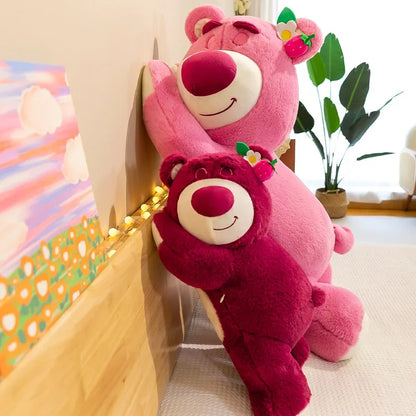 New Disney Kawaii Toy Story Lotso Bear Plush Pillow – Strawberry Sofa Stuffed Toy for Kids & Birthday Gift