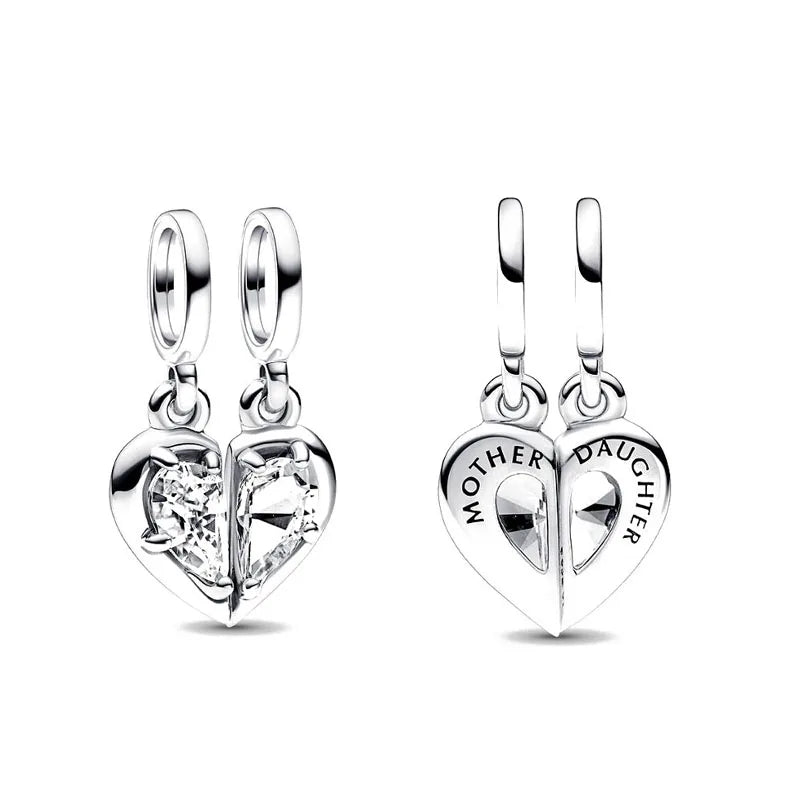 Europe 925 Silver Family Charm Pendant - Boy, Girl, Mom & Sisters Bead for Pandora Bracelet, Sparkling Dangle Jewelry