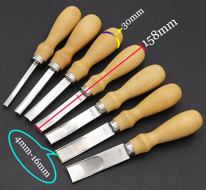 4mm-16mm Leather Edge Beveler Knife – Practical Skiving & Trimming Tool with Wood Handle for DIY Leathercraft