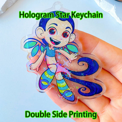 Custom Acrylic Keychain — Personalized Cat & Dog ID Charm, Holographic Photo Pet Souvenir, Birthday Gift with Name