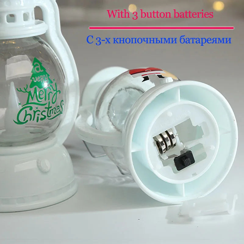 Portable LED Christmas Lanterns – Santa Claus & Snowman Indoor Decor, Battery-Powered for Home Xmas & New Year